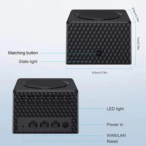 Amplificador de Señal de Enrutador WIFI de Malla Doble Banda Urant USM16 1200 Mbps con 3 Puertos Gigabit Ethernet (Negro)