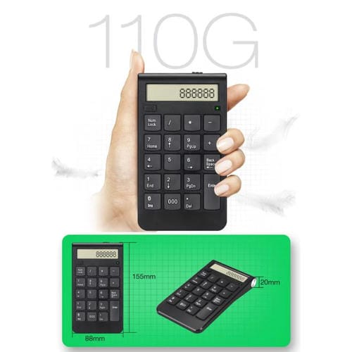 Teclado Numérico Digital Inalámbrico Recargable con Pantalla de Modo Dual 2,4 G para Cajero de Oficina