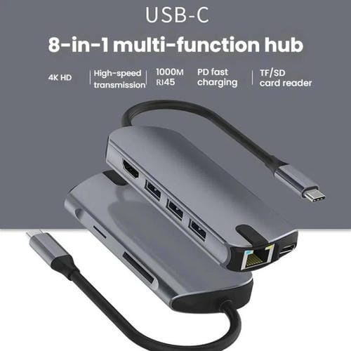 Estación de Acoplamiento USB-C 8 en 1 con Puerto Gigabit Ethernet y HDMI 4K 30 Hz