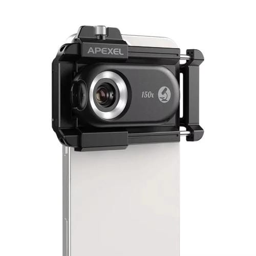 Microscopio portátil Apexel Apl-Ms150 150X con Lente para teléfono celular y luces Led/Uv (Negro)