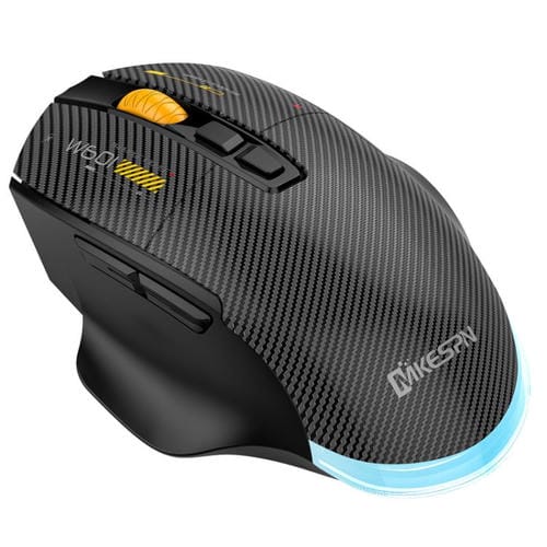 Ratón Inalámbrico Mkespn W601 para Juegos con Macro, Tres Modos, Fibra de Carbono, 12800 Dpi y Bluetooth (Negro)
