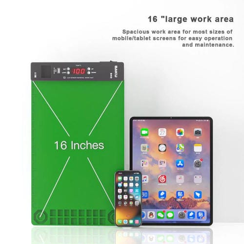 Tapis de travail Baku BA-940 pour enlever les écrans LCD (16 pouces) avec chauffage et lumière anti-poussière