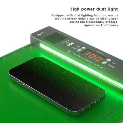 Tapis de travail Baku BA-940 pour enlever les écrans LCD (16 pouces) avec chauffage et lumière anti-poussière