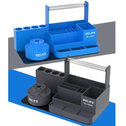 Organizzatore Girevole Relife RL-001H Riparazione di Telefoni Cellulari con Scaffale e Cacciavite (Grigio)