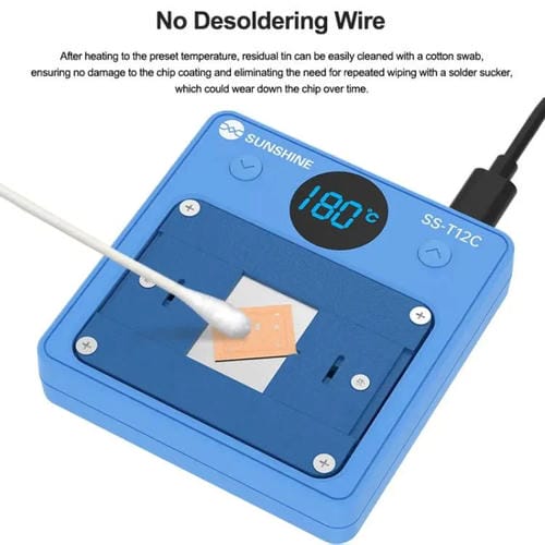 Removedor de Pegamento Sunshine Ss-T12C Calefacción de Chips IC, Herramienta de Eliminación Eficiente y Calentamiento Rápido Reparación de Phones Móviles