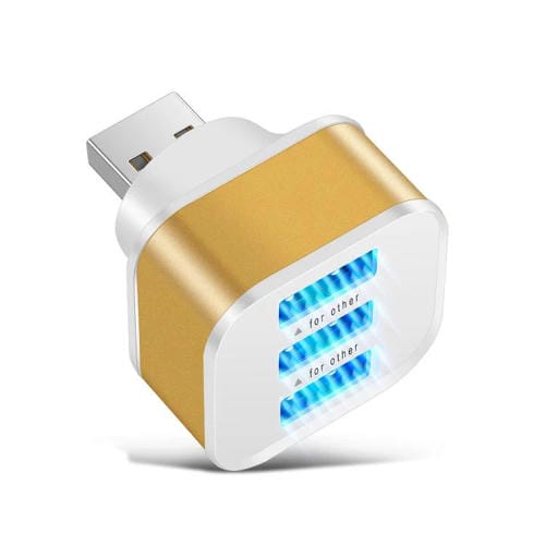 Expansor de 3 Puertos USB 2.0 Hub (Dorado)