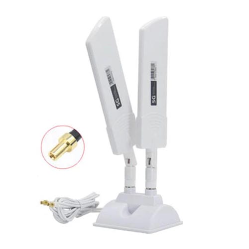 Antena Externa para Enrutador 5G TS9 42 dBi Amplificador de Señal WIFI de Largo Alcance para Exteriores (Blanco)