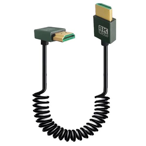 Cable HDMI 2.1 8K 60 Hz con Resorte y Curvatura Inversa, 0,5 m de Longitud