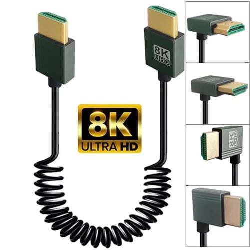 Cable de Resorte HDMI 2.1 Micro HDMI 8K 60 Hz 0,5 m con Curvatura Positiva