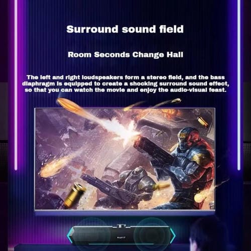 Altavoz con Cable para Computadora de Escritorio Havit M19 con Iluminación RGB (Negra)