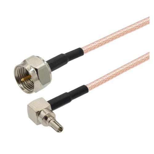 Cable Coaxial RF 50 cm conector macho F recto a conector macho CRC9 90 grados cable puente RG316