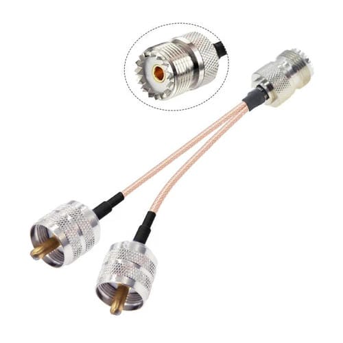 Cable Adaptador de 15 cm con Conector Hembra UHF a 2 Conectores Macho UHF 1 en 2 SO239 a PL259Y