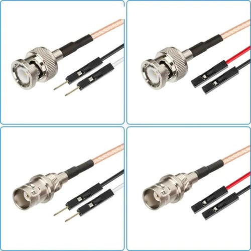 Cable Adaptador Extensión Prueba RF BNC Hembra a Doble Dupont Hembra RG316 0,5 m