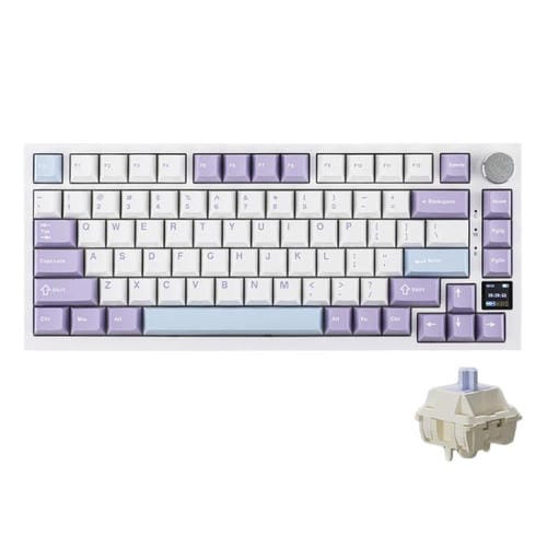 Teclado Mecánico para Juegos Ajazz Ak820 Pro Inalámbrico Bluetooth Tres Modos Junta Intercambiable Pantalla TFT (Morado)
