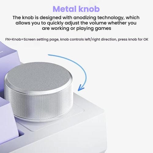 Teclado Mecánico para Juegos Ajazz Ak820 Pro Inalámbrico Bluetooth Tres Modos Junta Intercambiable Pantalla TFT (Morado)