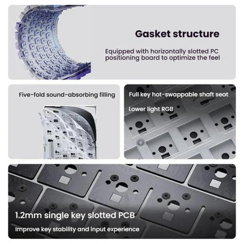 Teclado Mecánico para Juegos Ajazz Ak820 Pro Inalámbrico Bluetooth Trimodo Personalizado Junta Intercambiable en Caliente Pantalla TFT (Negro Axis)