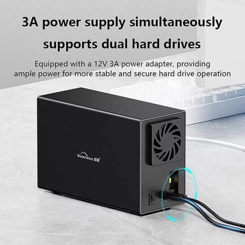 Caja de Disco Duro Móvil Blueendless Db3502F Doble Bahía 2,5/3,5 Pulgadas USB 3.0 Tipo C (Enchufe Australiano)
