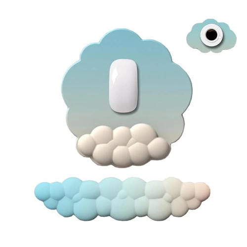 Juego de 3 Alfombrillas de Ratón de Silicona con Memoria de Espuma para Teclado y Muñeca (Azul y Amarillo)