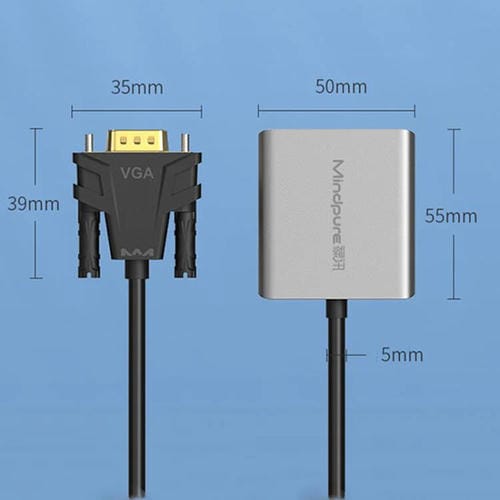 Convertidor VGA a HDMI Mindpure Ad014 para Monitor de Computadora con Fuente de Alimentación de Audio (Versión Mejorada)
