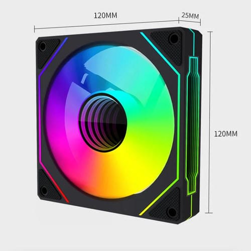 Ventilador Prism 4Rro para Caja de Ordenador, 12 cm, ARGB, Sincronización PWM, Silencioso (Marco Negro Invertido)