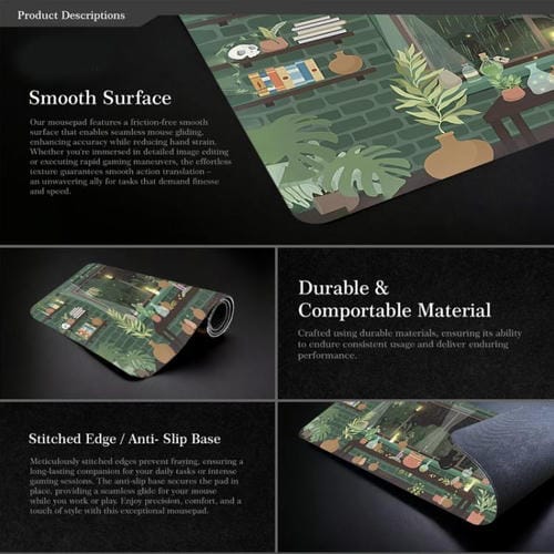 Alfombrilla de ratón con diseño de rana, color verde, con base de goma antideslizante para ordenador portátil, 400 x 900 x 3 mm (patrón 4)