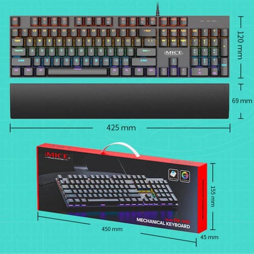 Teclado mecánico iMICE GK-600 para juegos con cable USB RGB carcasa metal