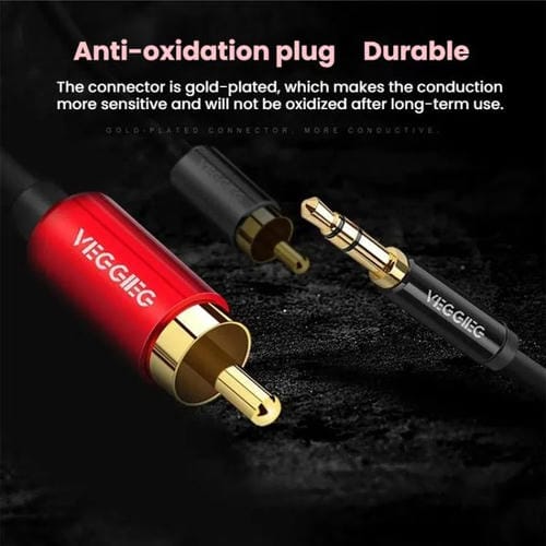 Cable de audio VEGGIEG 3,5 mm a 2 RCA para altavoces móvil y ordenador (3 m)
