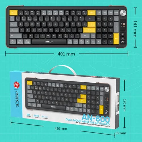 Teclado inalámbrico IMICE AN-800 Bluetooth modo dual estructura de tijera (Blanco, Gris y Naranja)