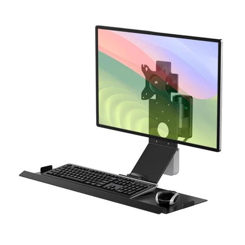 Soporte para monitor WKS-1 montaje en pared con bandeja para mouse y teclado (Negro)