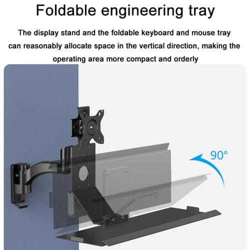 Soporte para monitor WKS-2 montaje en pared con bandeja 21 x 60 cm para mouse y teclado (Plateado)