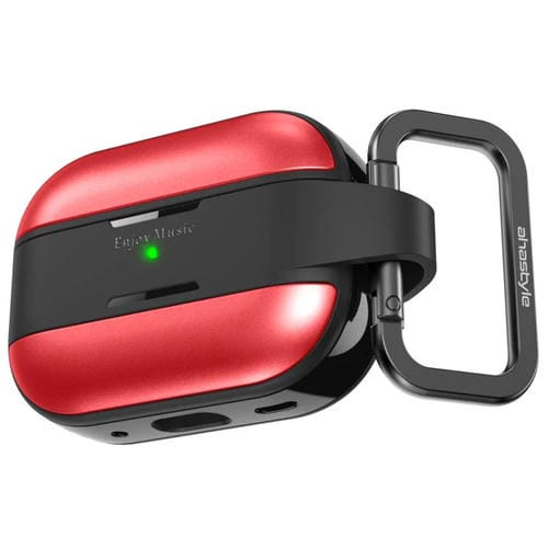 Funda protectora AhaStyle WG75-PRO2 de TPU y aleación de aluminio, resistente a arañazos y dividida, para AirPods Pro 2 (roja)