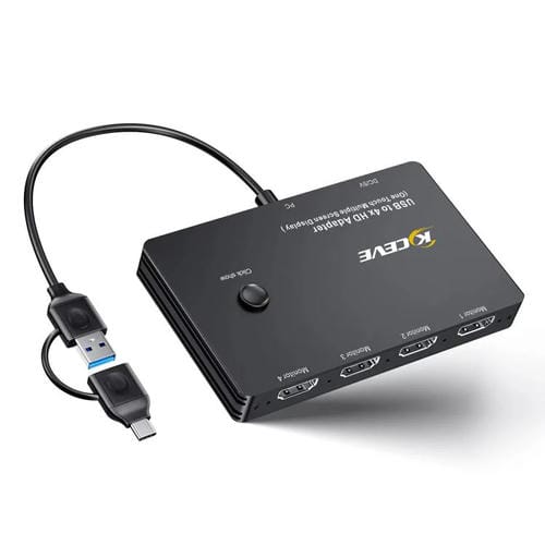 Adaptador KVM KCEVE MSTH14 USB Tipo C a 4 puertos HDMI