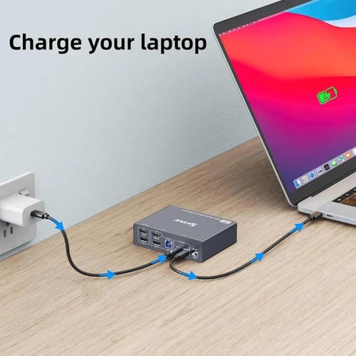 Conmutador KVM KVEVE KC-KVM202CH USB 3.0 con dos monitores, 4K, 60 Hz, enchufe británico