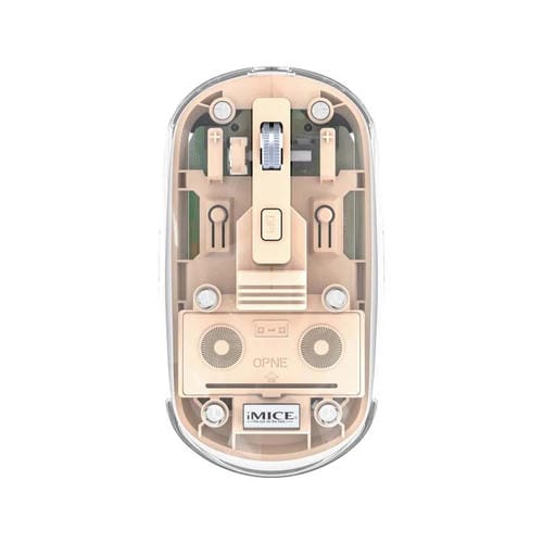 Ratón iMICE T400 de 4 teclas, 1600 DPI, modo dual, transparente, inalámbrico, silencioso, con carga Bluetooth (beige)