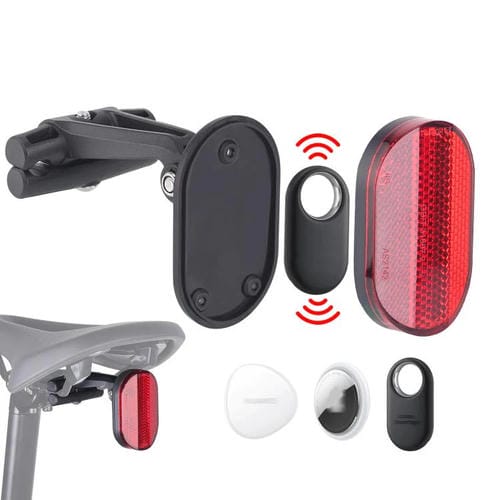 Soporte de seguimiento oculto para bicicleta con luz trasera reflectante de seguridad para AirTag, Samsung Galaxy SmartTag y Huawei Tag Holder (negro)
