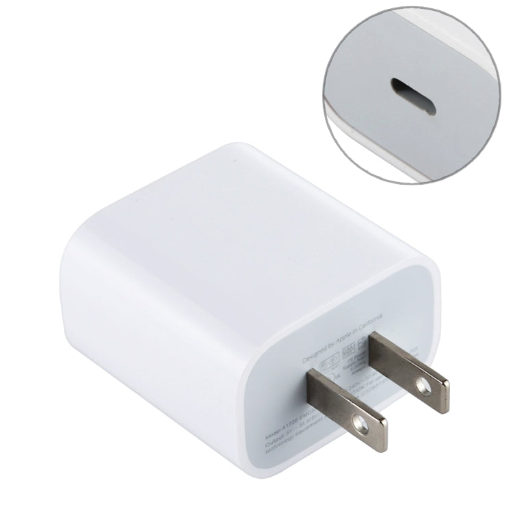 Adaptateur secteur chargeur rapide PD type C / prise US USB-C (blanc)