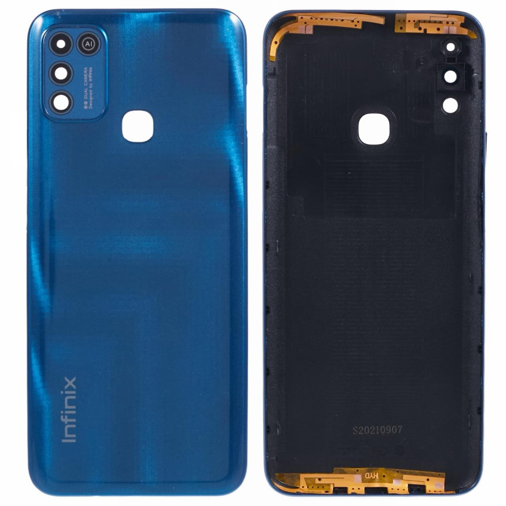 Tapa Bateria Back Cover + Lente Camara Infinix Hot 10 Play X688 Azul