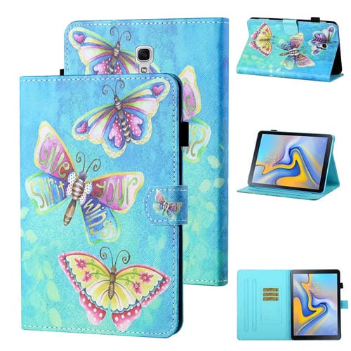 Estuche de Cuero abatible Samsung Galaxy Tab A 10.5 T590 T595 con Soporte y Ranura para Tarjeta (Mariposas de Colores)