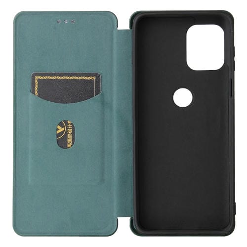 Para Motorola Edge S Fibra de carbono Textura Magnética Horizontal Flip TPU + PC + Funda de cuero PU con ranura para tarjeta (verde)
