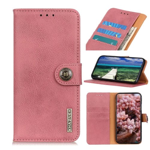 Para Google Pixel 6 Pro Khazneh Cowhide Texture Horizontal Flip Funda de cuero con soporte y tragamonedas y billetera (rosa)