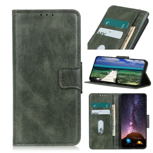 Para Google Pixel 6 Pro Mirren Crazy Horse Texture Horizontal Flip Funda de cuero con soporte y ranuras para tarjetas y billetera (verde oscuro)