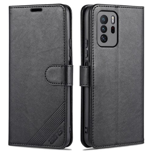 Para Xiaomi Poco X3 GT / Redmi Note 10 Pro 5G AZNS Sheepskin Texture Horizontal Flip Funda de cuero con soporte y ranuras para tarjetas y billetera (Negro)