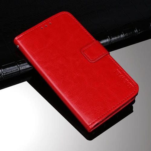 Para Sony Xperia 10 III Idewei Crazy Horse Texture Horizontal Flip Funda de cuero con soporte y tragamonedas y billetera (rojo)