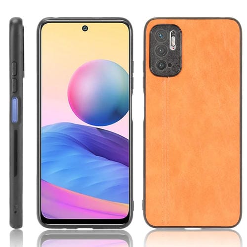 Para Xiaomi Redmi Note 10T 5G / NOTA 10 5G PATRO DE CUCHILLA DE COSTURA A prueba de golpes PC + Caso PU + TPU (naranja)