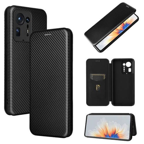 Textura de fibra de carbono Magnético Horizontal Flip TPU + PC + Funda de cuero PU con ranura para tarjeta para Xiaomi Mix 4 (Negro)