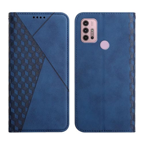 Para Motorola Moto G30 / G10 Diamond Pattern Splicing Splicing Feel Magnetic Horizontal Flip Funda de cuero con ranuras y soporte para tarjetas y billetera (azul)