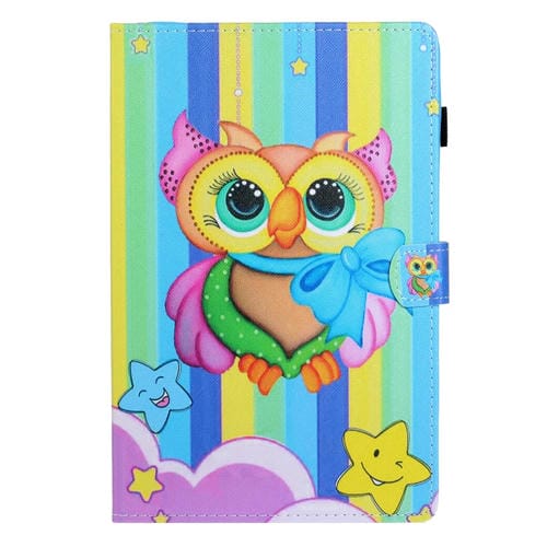 Estuche para Galaxy Tab A 8.0 (2019) T290 Cuero PU Tapa Horizontal Dibujo Coloreado Soporte Ranura para Tarjeta (Rainbow Owl)