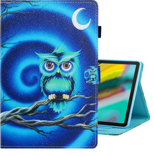 Funda para Tablet Galaxy Tab S6 T860 Cuero Pu Tapa Horizontal Dibujo Color Soporte Ranura Tarjeta Función Reposo (Moon Owl)