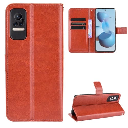 Para Xiaomi Civi Crazy Horse Texture Horizontal Flip Funda de cuero con soporte y ranuras para tarjetas y cordón (marrón)