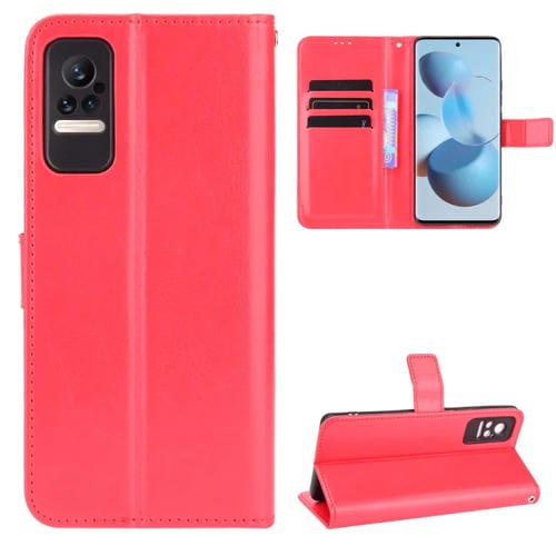 Para Xiaomi Civi Crazy Horse Texture Horizontal Flip Funda de cuero con soporte y ranuras para tarjetas y cordón (rojo)